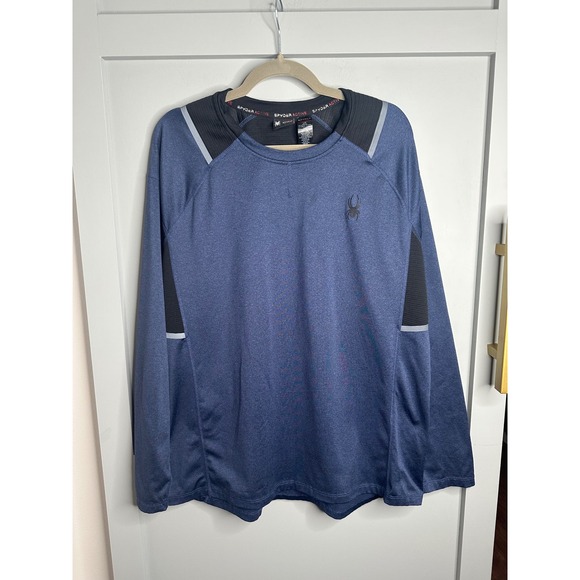 Spyder Active‎ Long Sleeve Athletic Shirt Mens Large Blue Workout Pullover